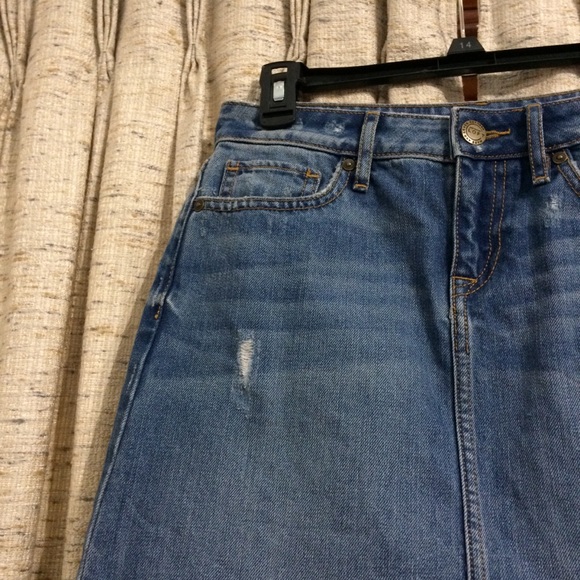 Loft Step Hem Denim Skirt - Picture 3 of 9